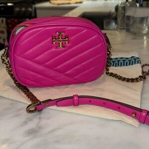 Tory Burch bright pink camera bag